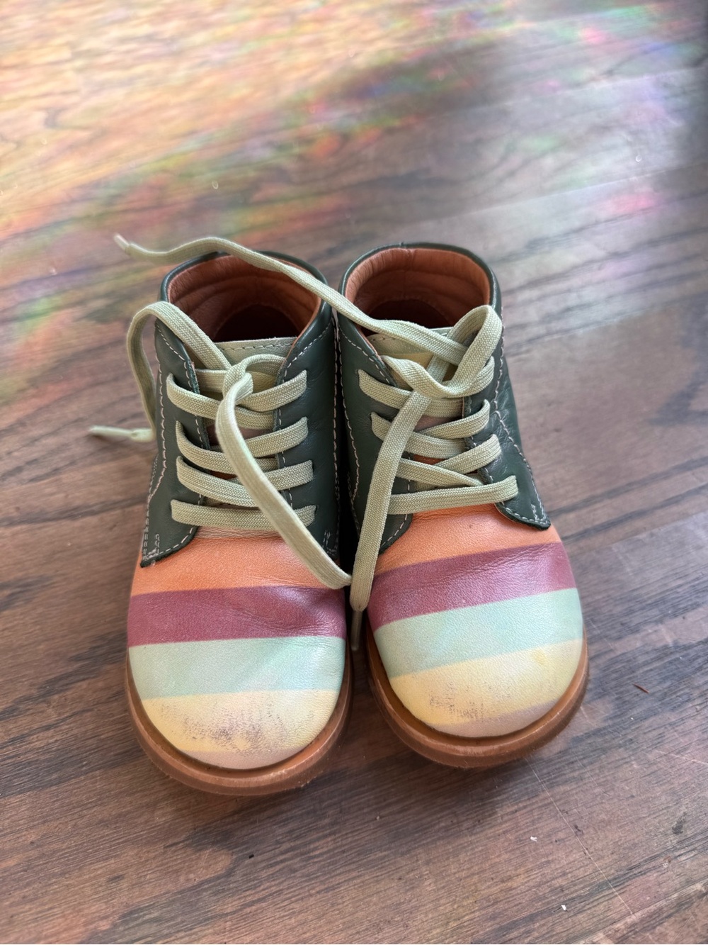 V&V toddler green leather boots